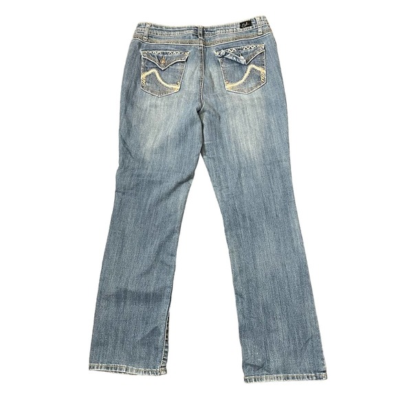 Earl Jeans Slim Boot  Mid-Rise Light Wash Denim Women Size 32 Stich Flap Pockets - Picture 8 of 8